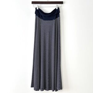 Gap Navy Blue & White Striped Jersey Maxi Skirt